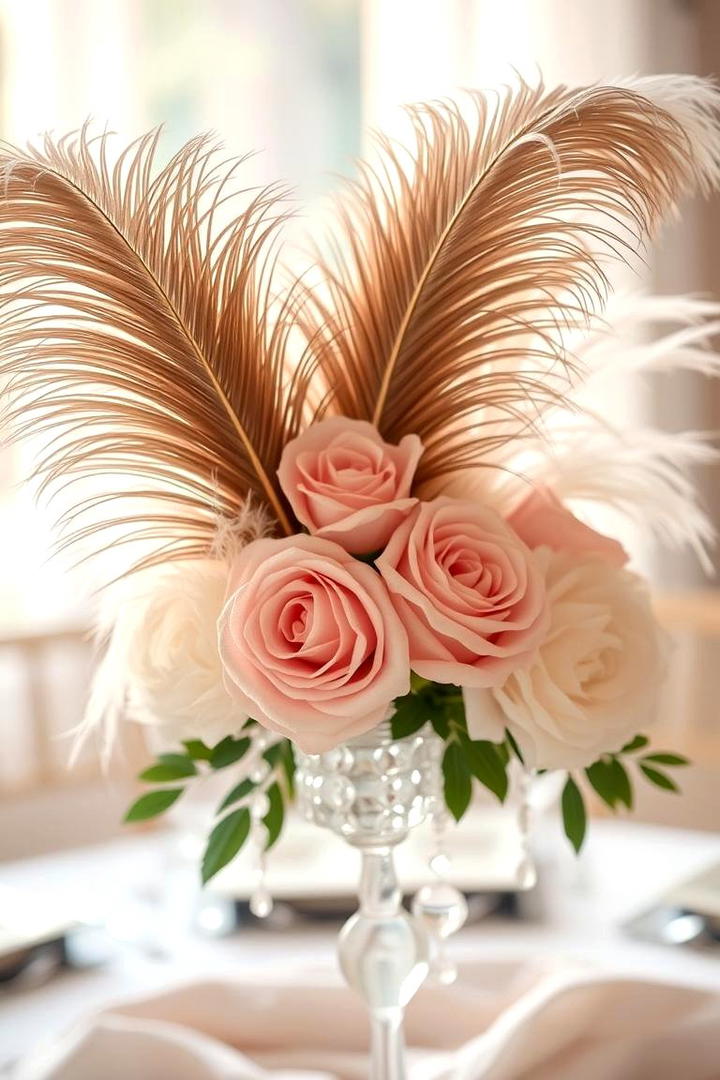 Elegant Feather Accents - 30 Tall Wedding Centerpiece Ideas