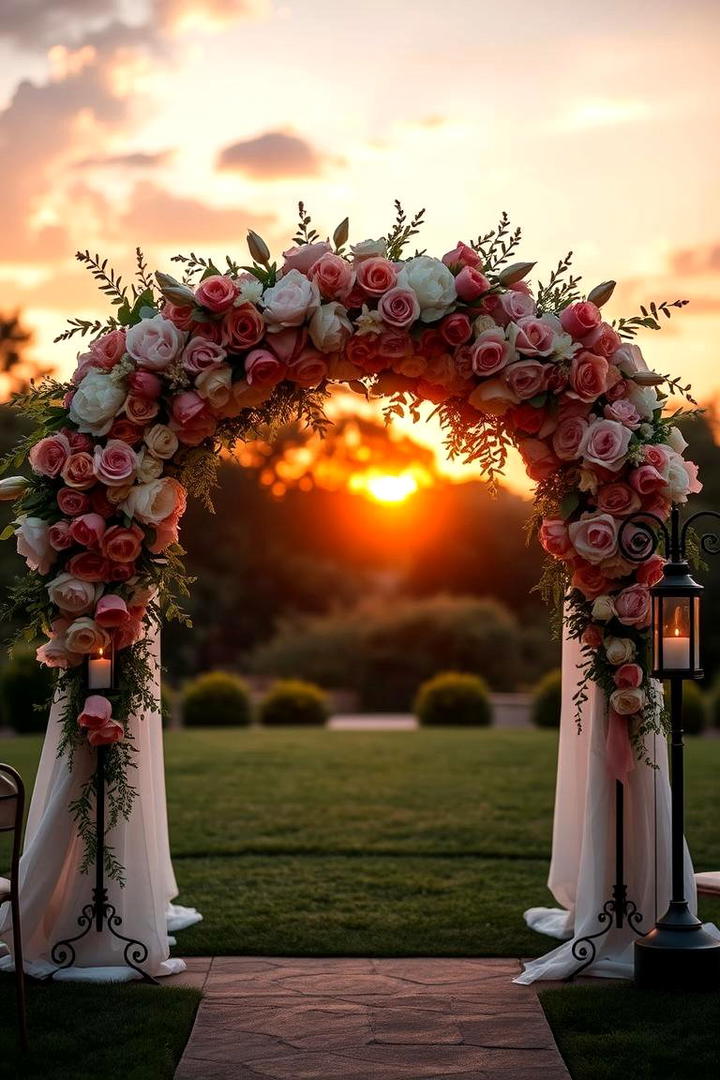 Elegant Floral Arch Ceremony - 30 Garden Wedding Ideas