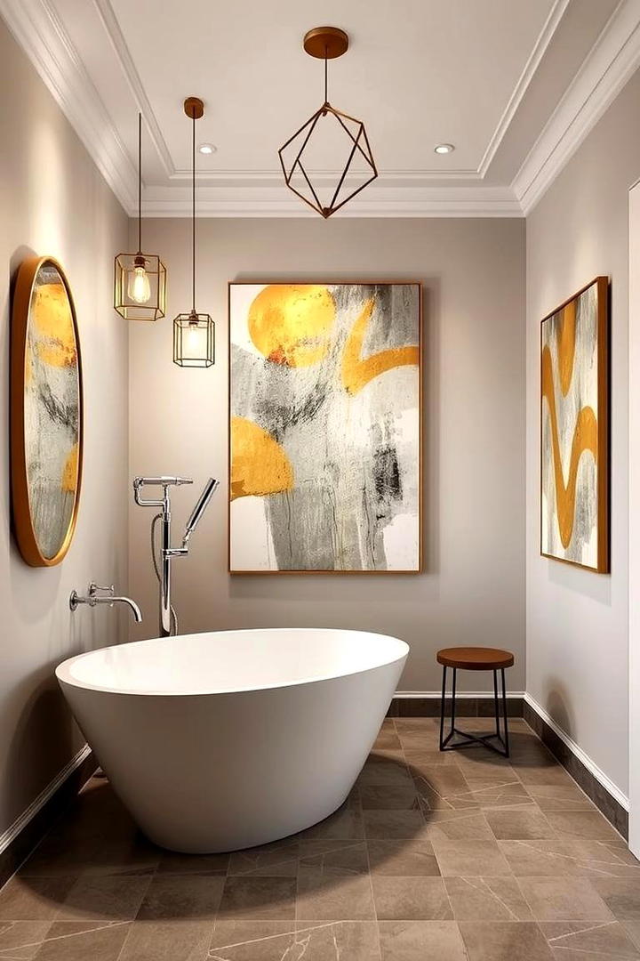 Elegant Gold Art Pieces - 30 Gold Bathroom Ideas