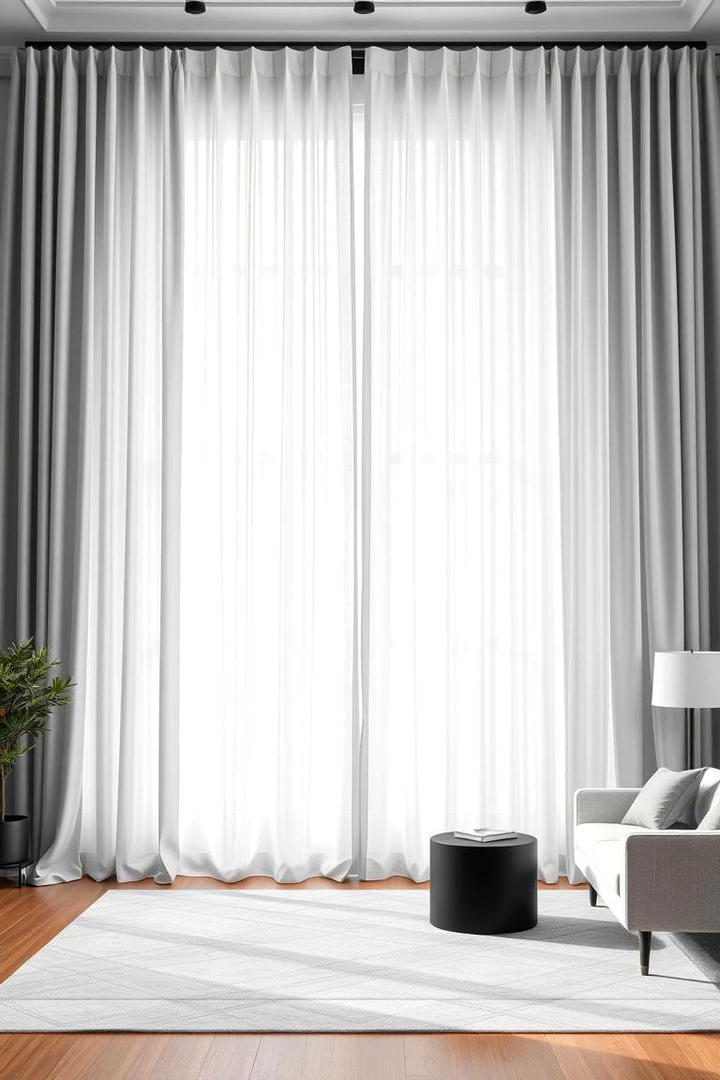 Elegant Gray with Draped Curtains - 21 Gray Living Room Ideas