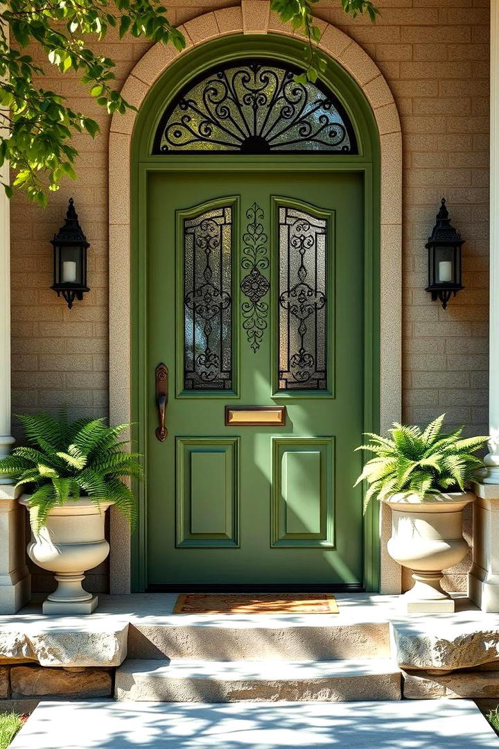 Elegant Green Accent - 21 Front Door Color Ideas