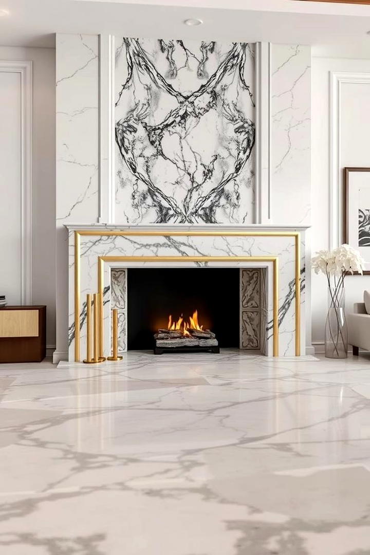 Elegant Marble Hearth Accent - 30 Fireplace Hearth Ideas