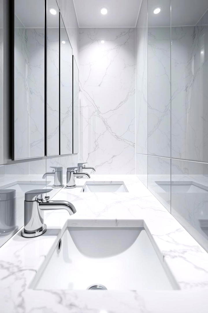 Elegant Marble and Chrome Finishes - 30 Marble Bathroom Ideas