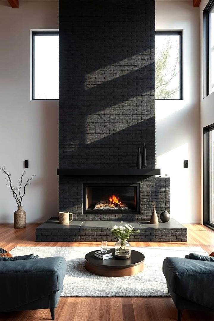 Elegant Modern Black Brick Fireplace - 30 Black Brick Fireplace Ideas