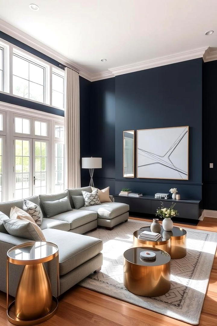 Elegant Navy and Soft Grey - 21 Two Colour Combination for Living Room