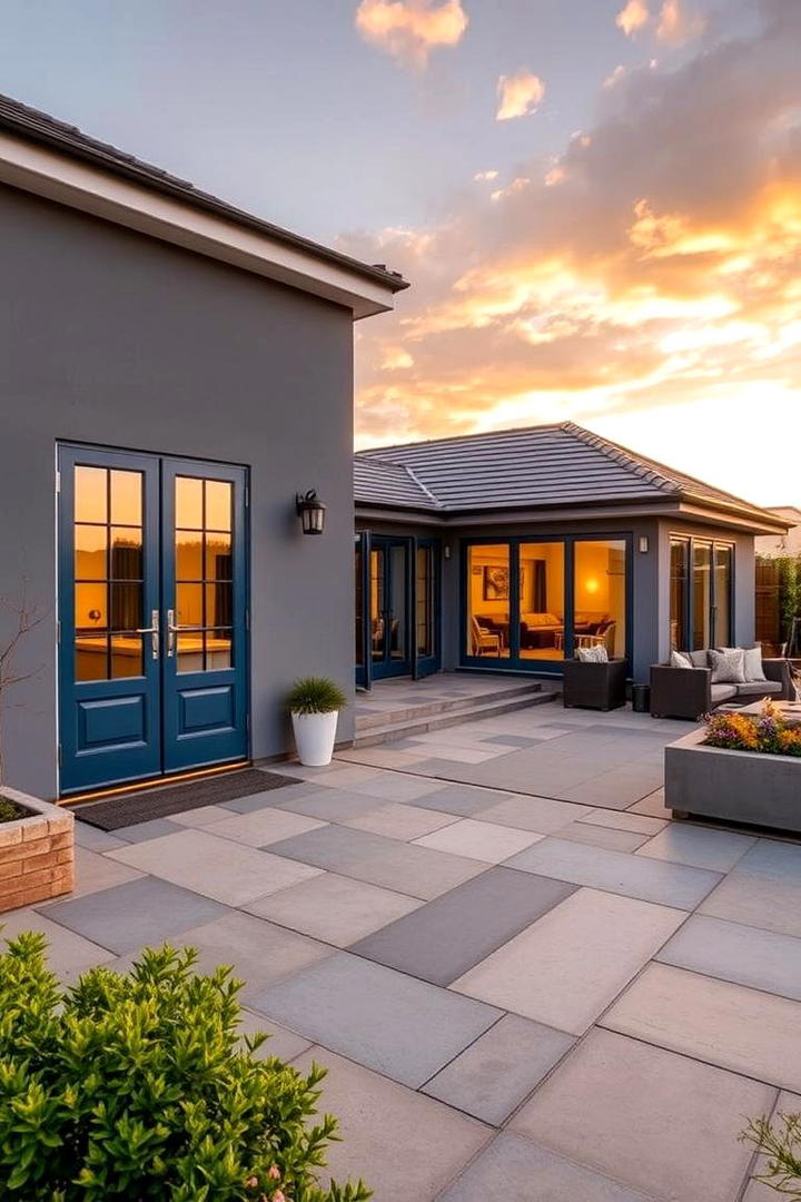 Elegant Outdoor Connection - 30 Grey House With Blue Door Ideas