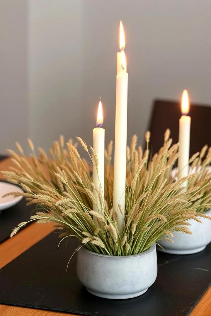 Elegant Pampas Candle Holders - 30 Pampas Grass Wedding Decor Ideas