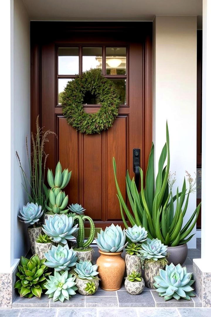 Elegant Succulent Display - 21 Front Door Plants