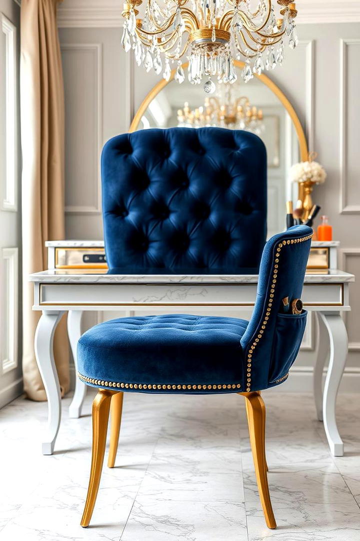 Elegant Upholstered Vanity Chair - 30 Makeup Vanity Ideas