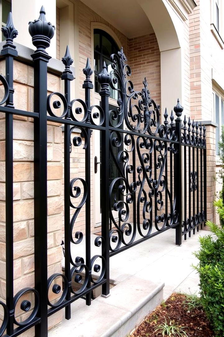 Elegant Wrought Iron Fence - 21 Front Yard Fence Ideas