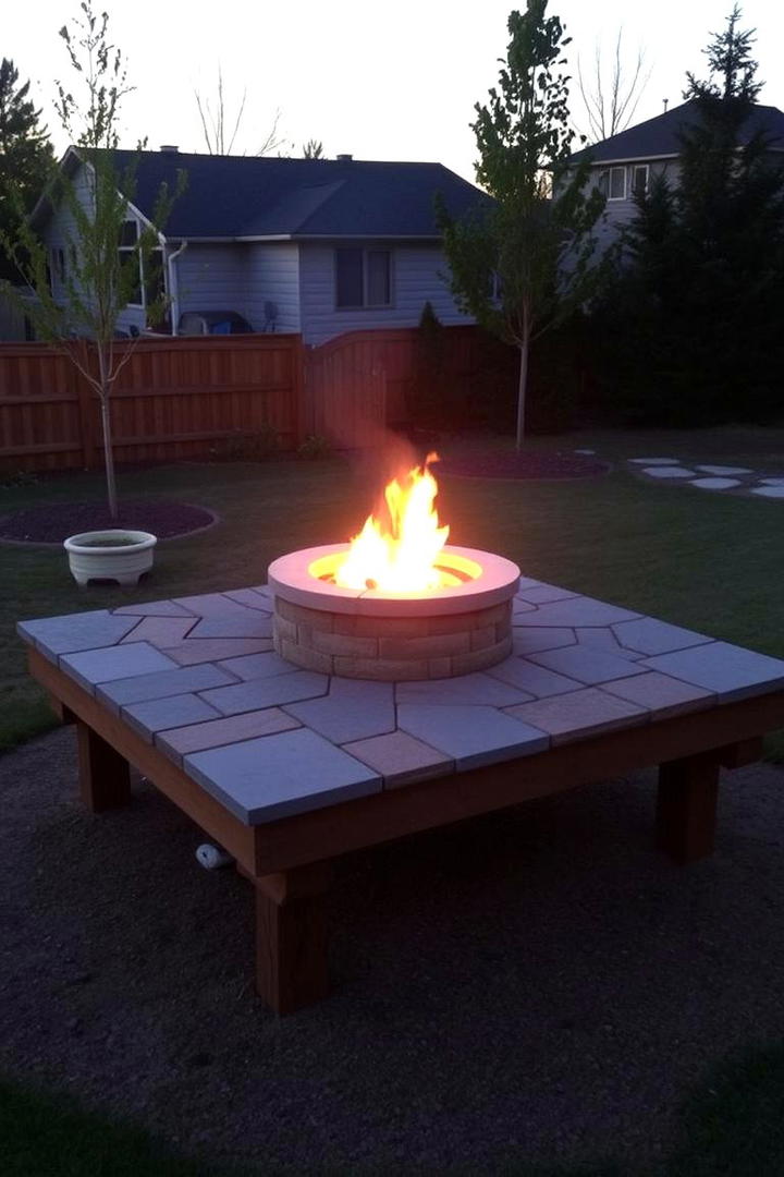 Elevated Rustic Fire Pit Platform - 30 Rustic Fire Pit Ideas