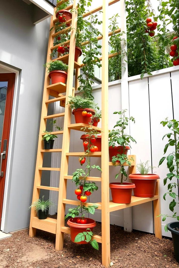 Elevated Trellis with Steps - 30 Tomato Trellis Ideas