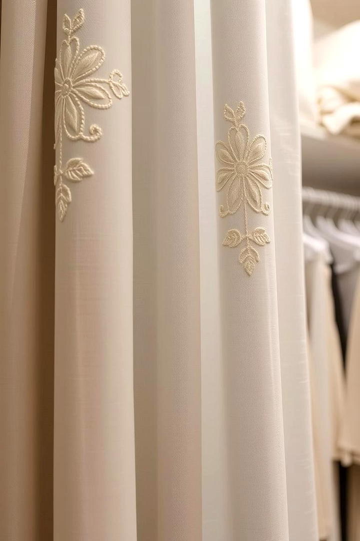 Embroidered Detail Finesse - 30 closet curtain ideas