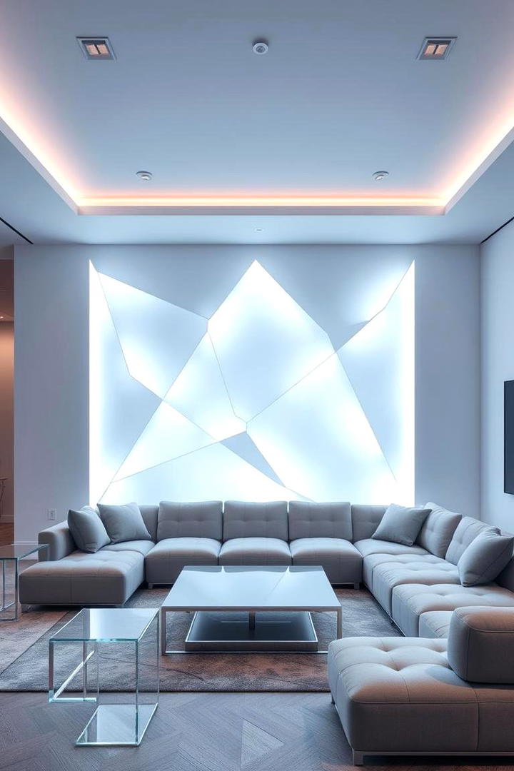 Energetic Accent with LED Lighting - 30 Living Room Accent Wall Ideas