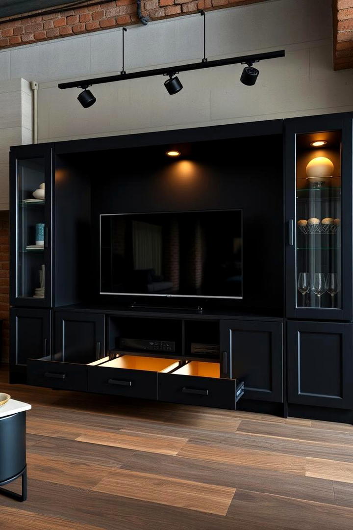 Entertainment Center with Cabinetry - 30 Living Room Storage Ideas