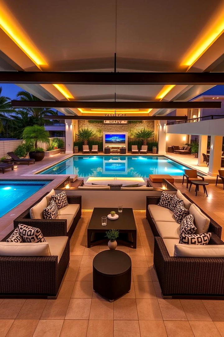 Entertainment Ready Poolside Lounge - 21 Above-ground Pool With Deck Ideas