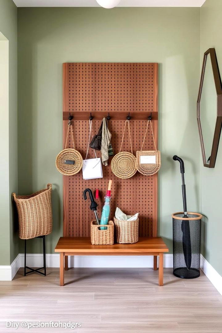 Entryway Key and Mail Station - 30 Pegboard Ideas