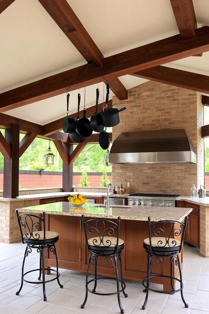 Exposed Beam Ceiling - 30 Rustic Outdoor Kitchen Ideas