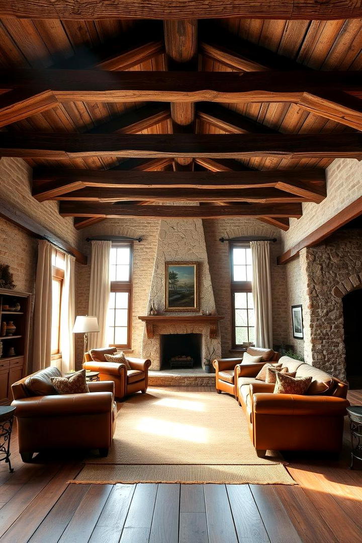 Exposed Beam Elegance - 21 Rustic Living Room Ideas