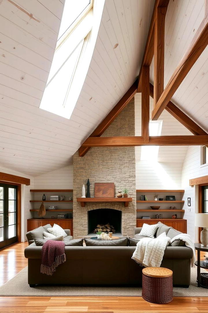 Exposed Beam Fusion - 30 Shiplap Ceiling Ideas