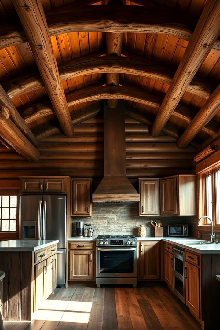 Exposed Timber Beam Accents - 30 Cabin Kitchen Ideas