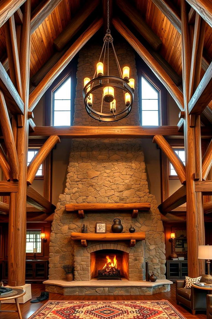 Exposed Timber Framing - 30 Farmhouse Fireplace Ideas