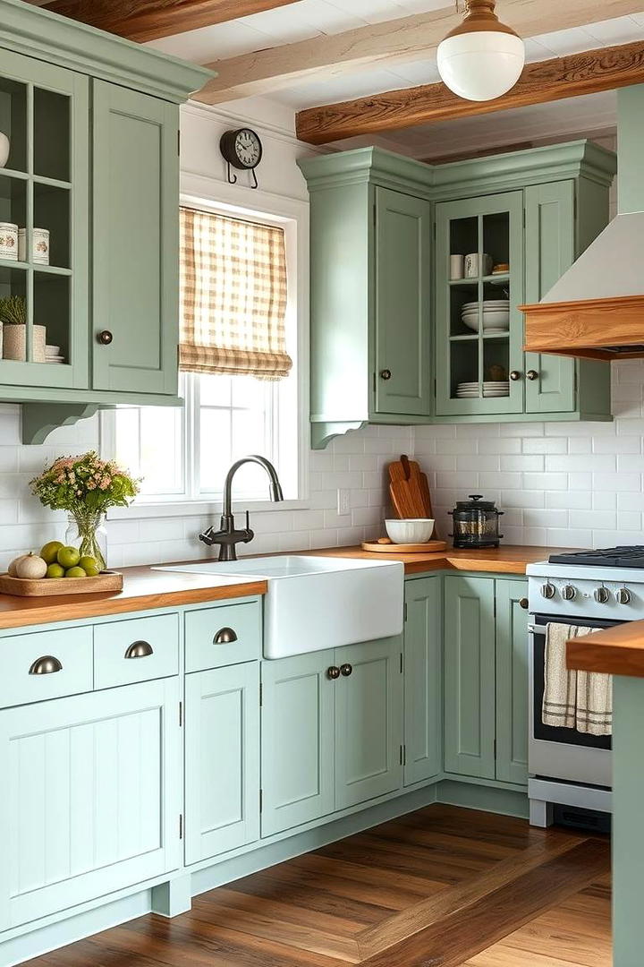 Farmhouse Celadon Green Cabinets - 21 Green Kitchen Cabinet Ideas