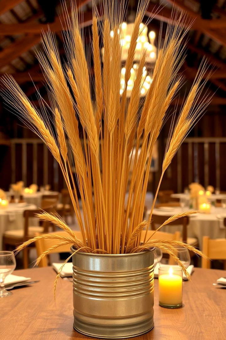 Farmhouse Chic Centerpiece with Dried Wheat - 30 Rustic Wedding Centerpieces