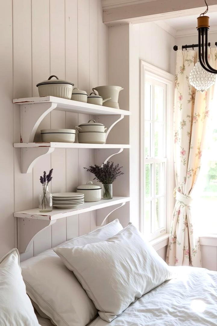 Farmhouse Chic Charm - 30 Bedroom Shelving Ideas