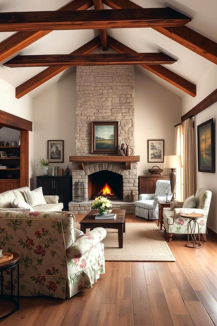 Farmhouse Warmth - 30 Exposed Beam Living Room Ideas