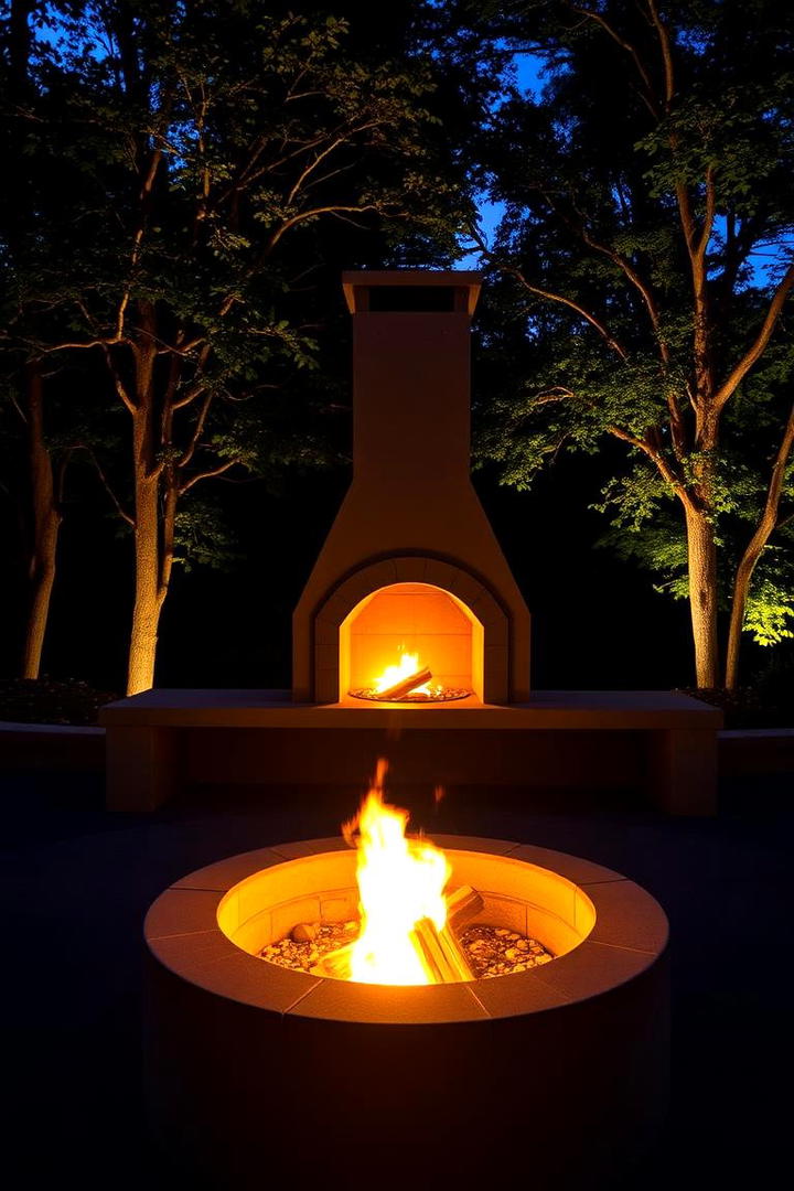 Fire Pit with Built In Chiminea Feature - 30 Rustic Fire Pit Ideas