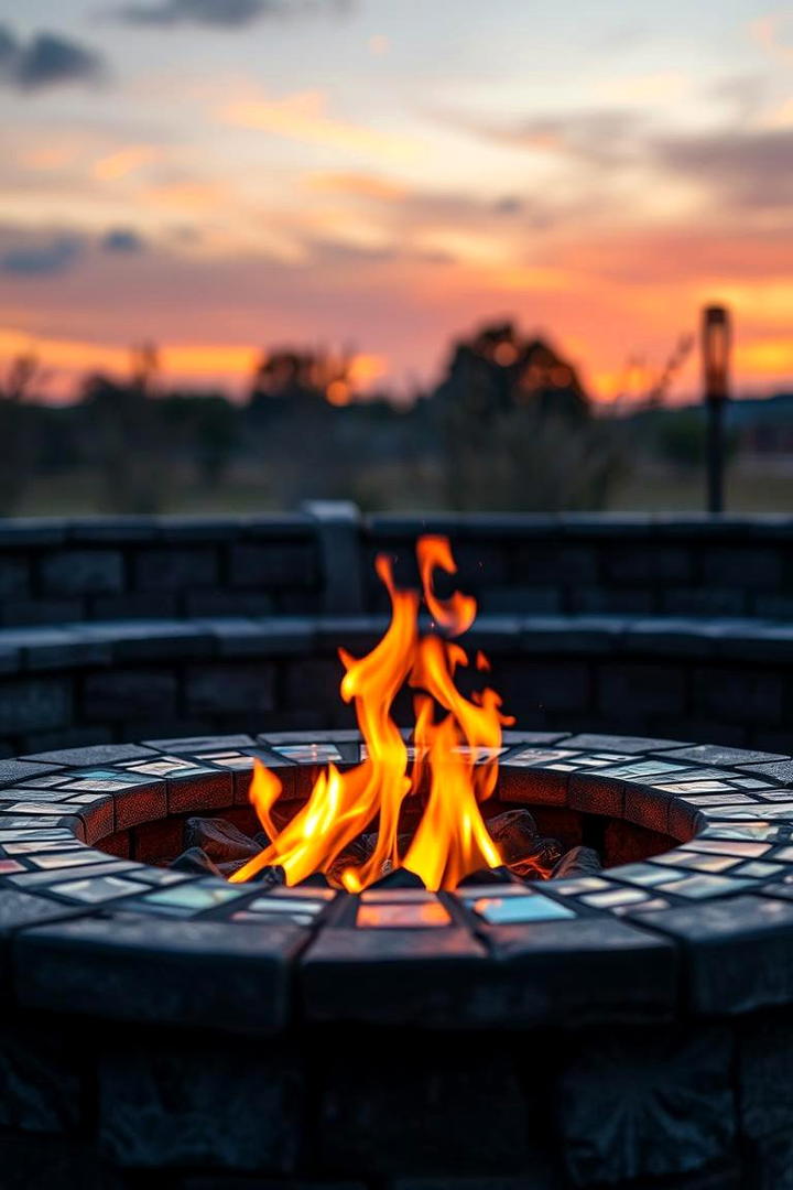 Fire Pit with Mosaic Tile Accents - 30 Rustic Fire Pit Ideas