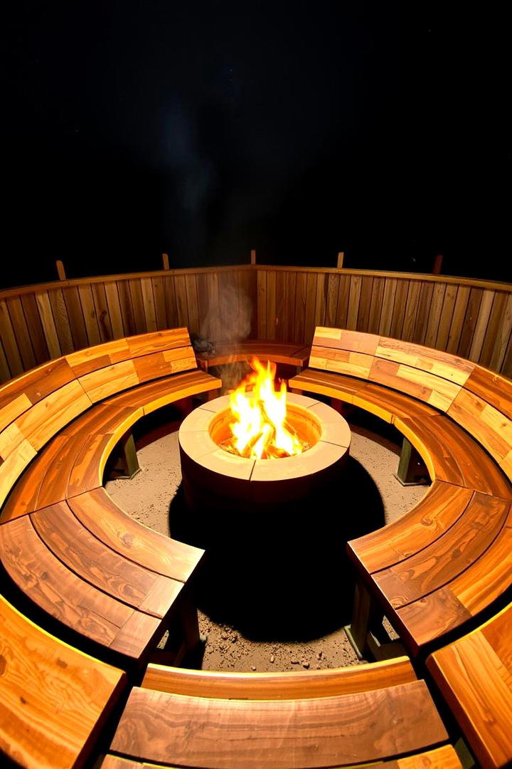 Fire Pit with Rustic Seating Arrangement - 30 Rustic Fire Pit Ideas