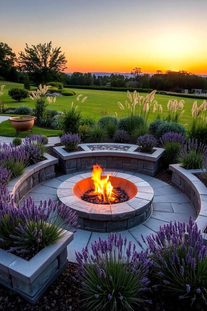 Fire Pit with Surrounding Planters - 30 Square Fire Pit Ideas