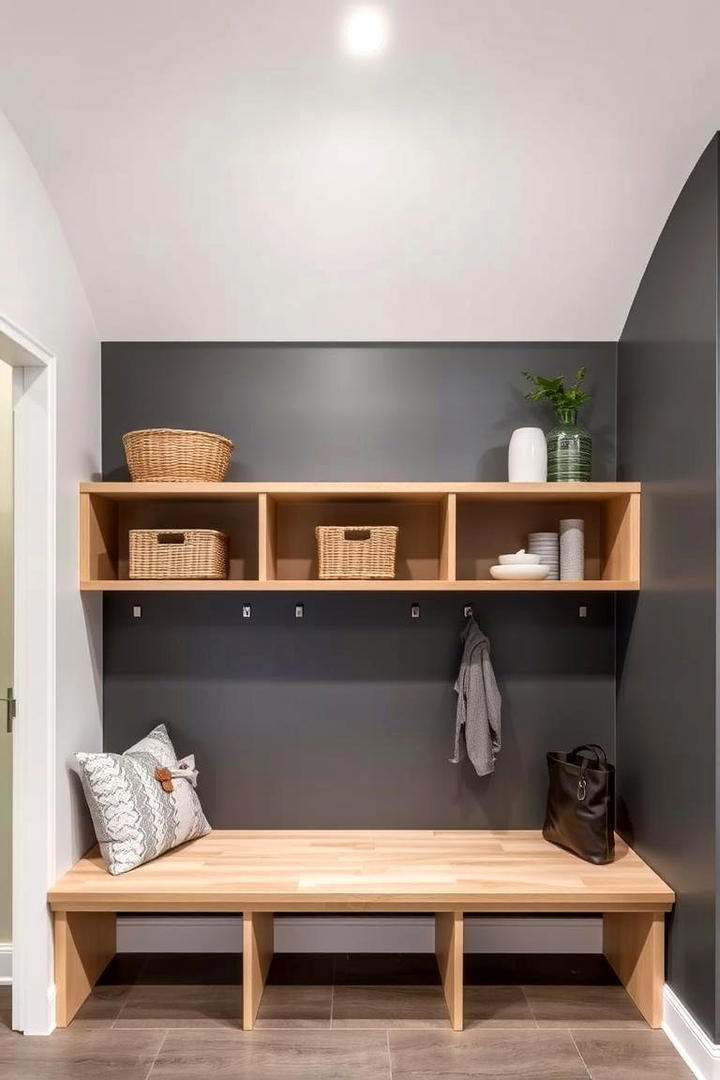 Floating Bench with Shelves - 30 Mudroom Bench Ideas