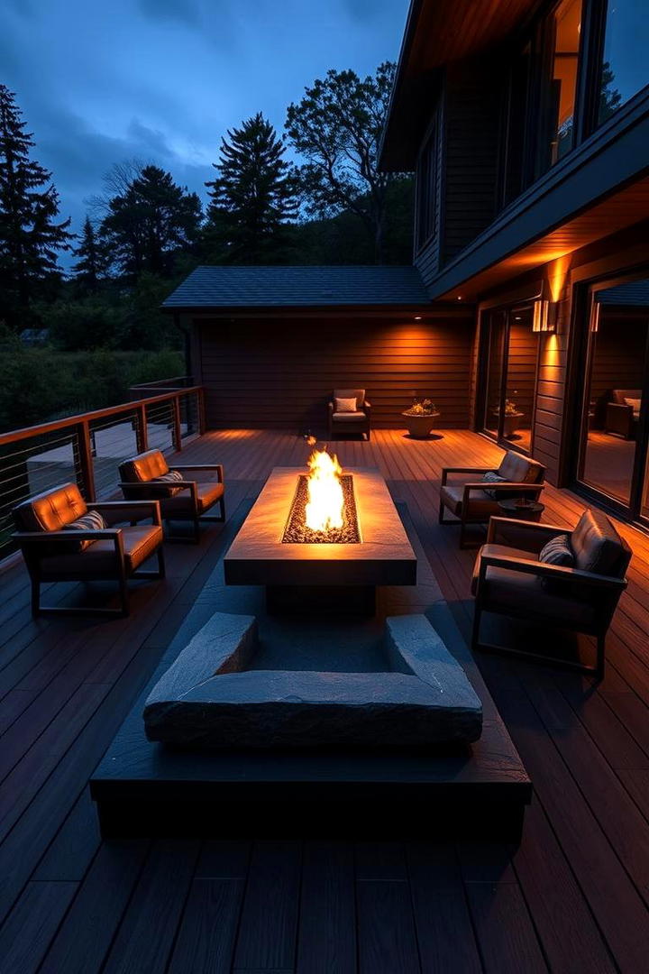 Floating Deck with Fire Table - 30 Floating Deck Ideas