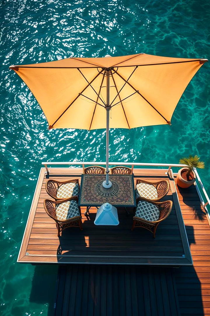 Floating Deck with Umbrella Shade - 30 Floating Deck Ideas