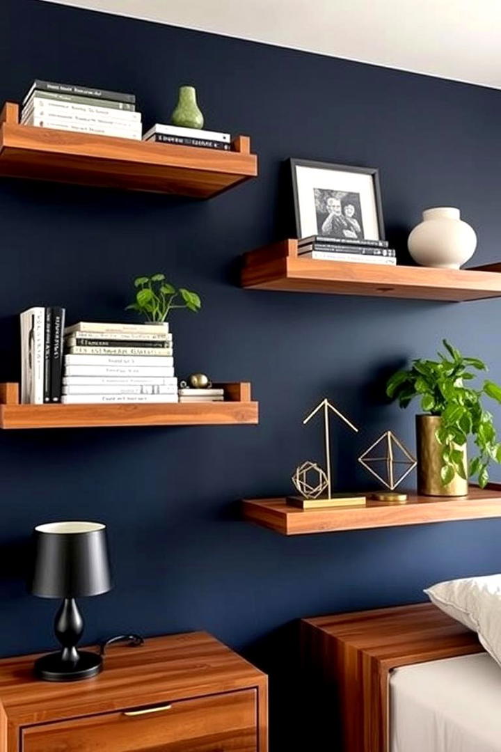 Floating Shelves Display - 21 Bedroom Wall Decor Ideas