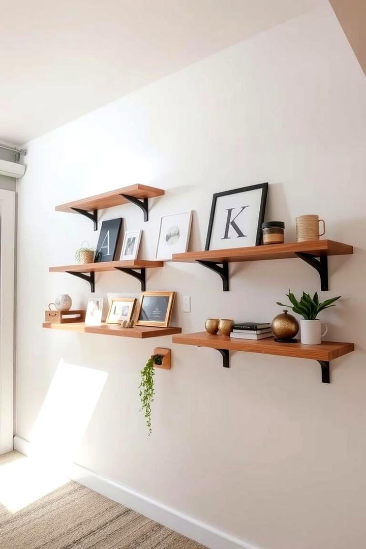 Floating Shelves Display - 21 Basement Storage Ideas