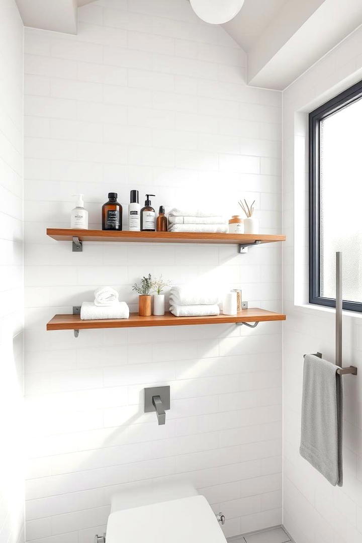 Floating Shelves Open Bathroom Storage - 21 Bathroom Organization Ideas