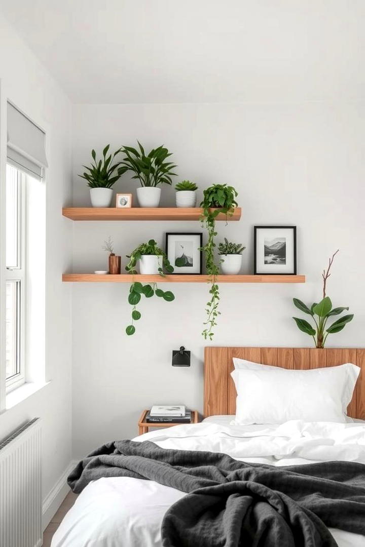 Floating Shelves for Display - 30 Small Guest Bedroom Ideas