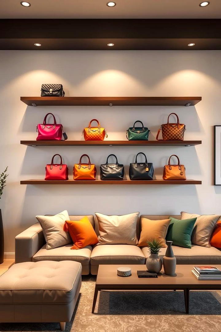 Floating Shelves for Display - 17 Purse Storage Ideas