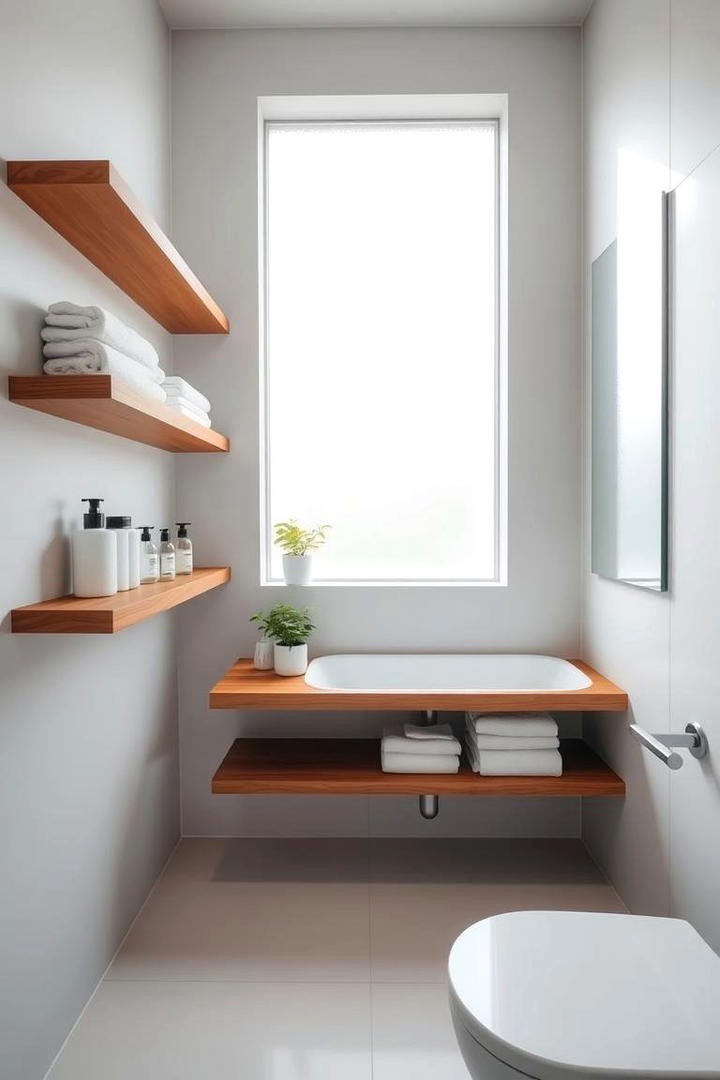 Floating Shelves for Open Storage - 21 Small Bathroom Storage Ideas