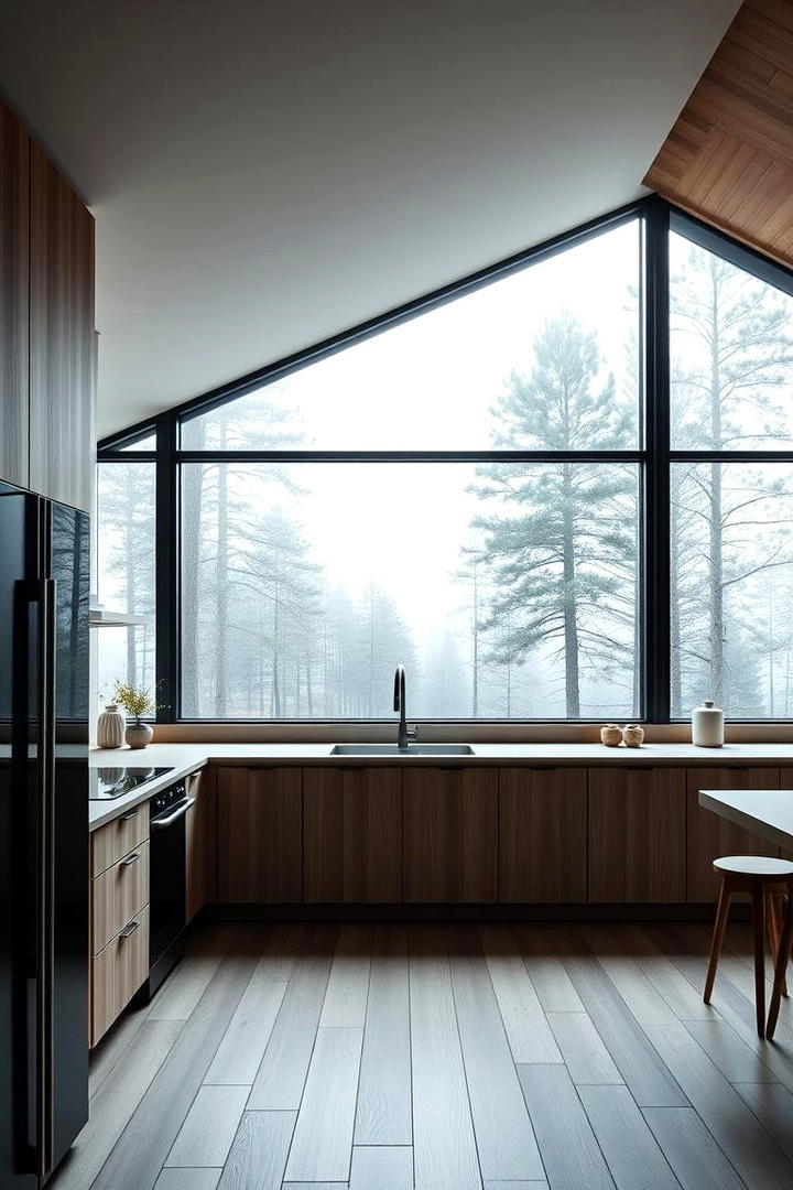 Floor to Ceiling Windows - 30 Scandinavian Kitchen Ideas