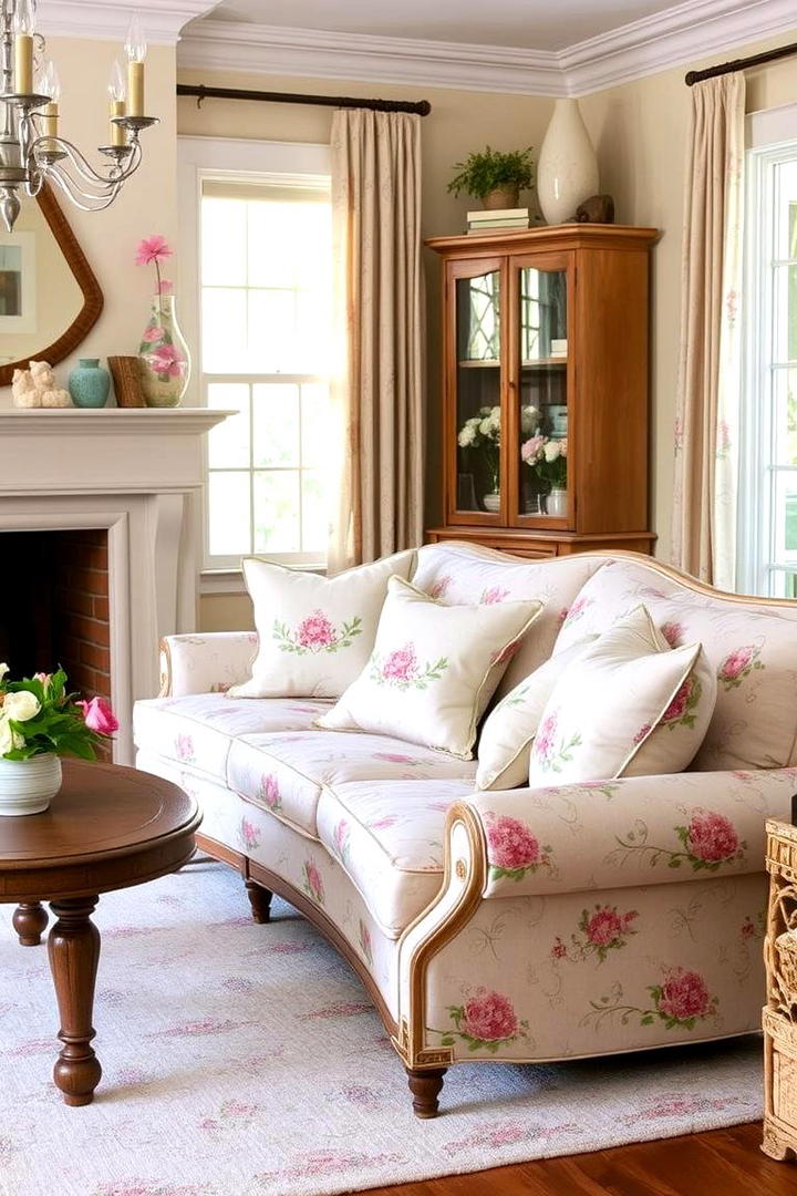 Floral Accents - 21 French Country Living Room Ideas