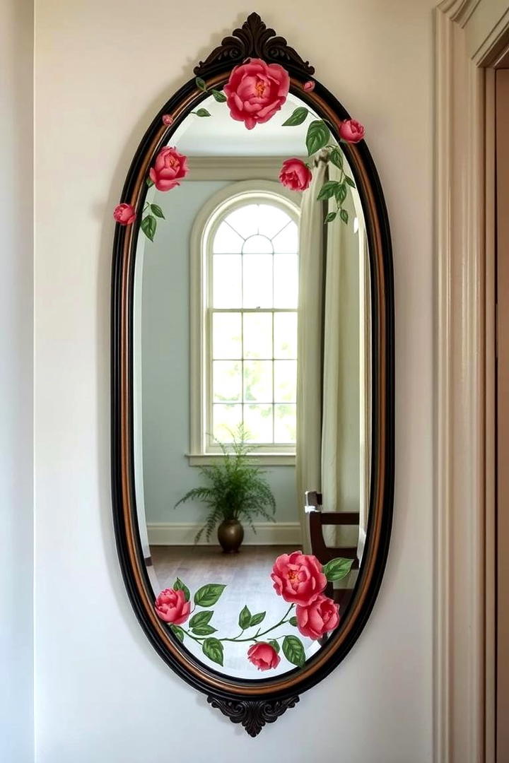 Floral Painted Mirror Frame Beauty - 30 Painted Furniture Ideas