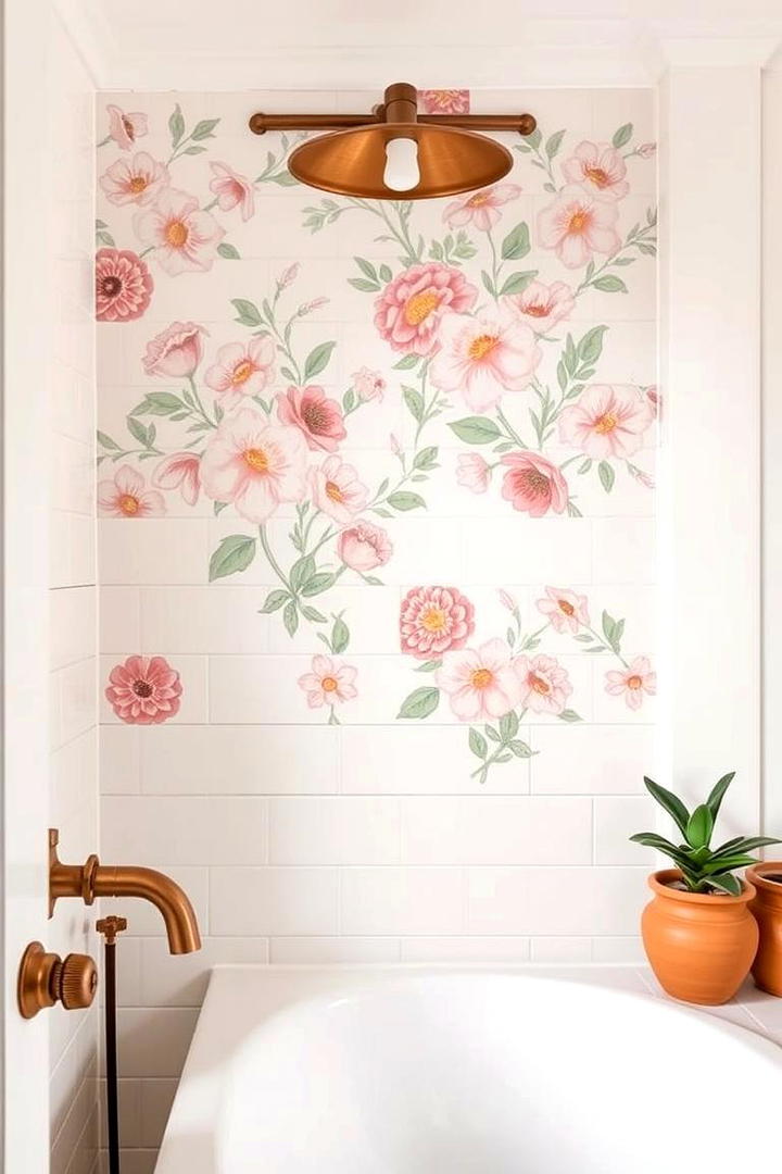 Floral Tile Patterns - 30 Cottage Bathroom Ideas