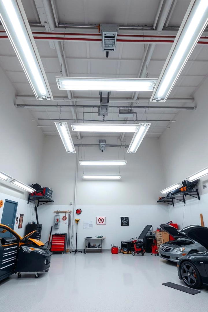 Fluorescent Tube Fixtures - 30 Garage Lighting Ideas