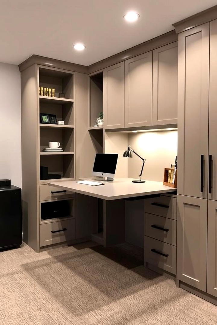 Fold Down Desks with Storage - 21 Basement Storage Ideas