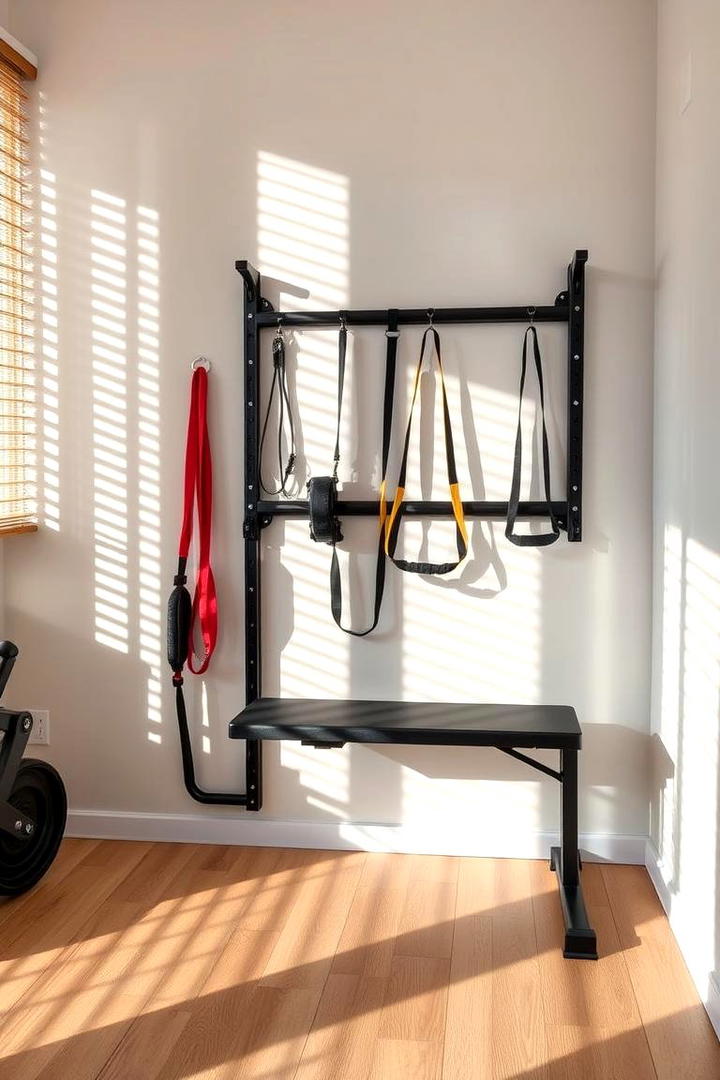 Foldable Equipment Zone - 30 Small Home Gym Ideas